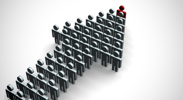Index made of people. 3D image.